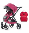 Teknum 3 Position stroller V8 - Red  + Sunveno Diaper Bag - Real Red + Sunveno Rotating Stroller Hooks